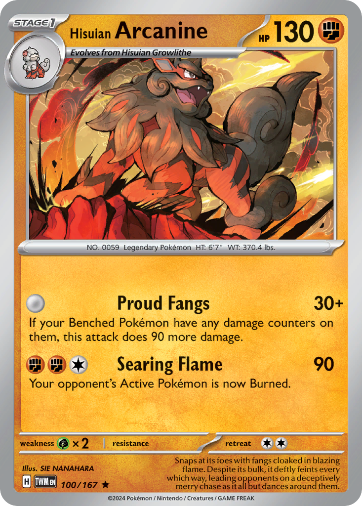 Hisuian Arcanine 100 Twilight Masquerade Pokémon card