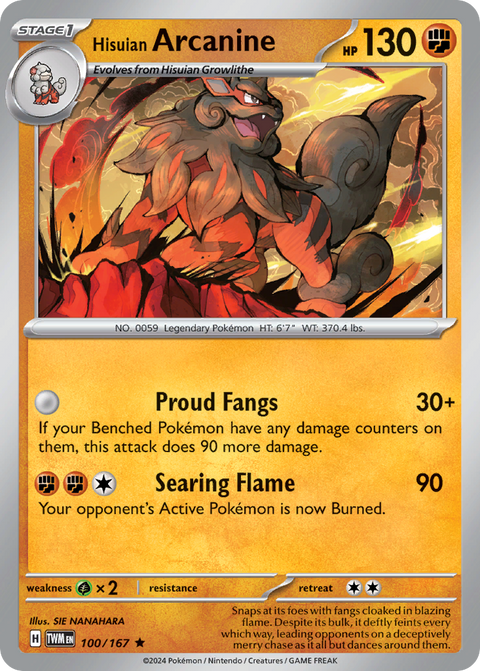 Hisuian Arcanine 100 Twilight Masquerade Pokémon card