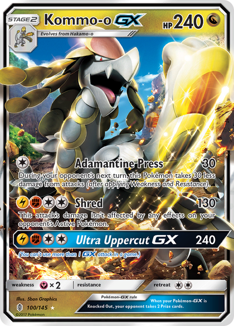 Kommo-o-GX 100 Guardians Rising Pokémon card