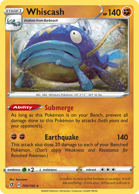 Whiscash 100 Rebel Clash Pokémon card