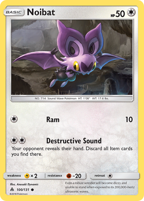 Noibat 100 Forbidden Light Pokémon card