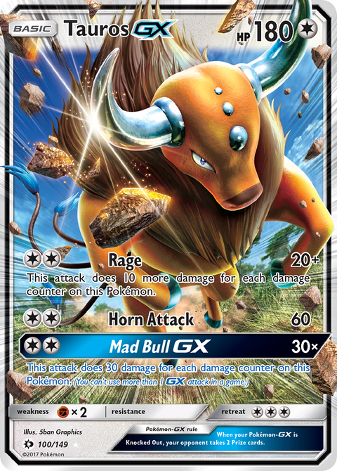 Tauros-GX 100 Sun & Moon Pokémon card