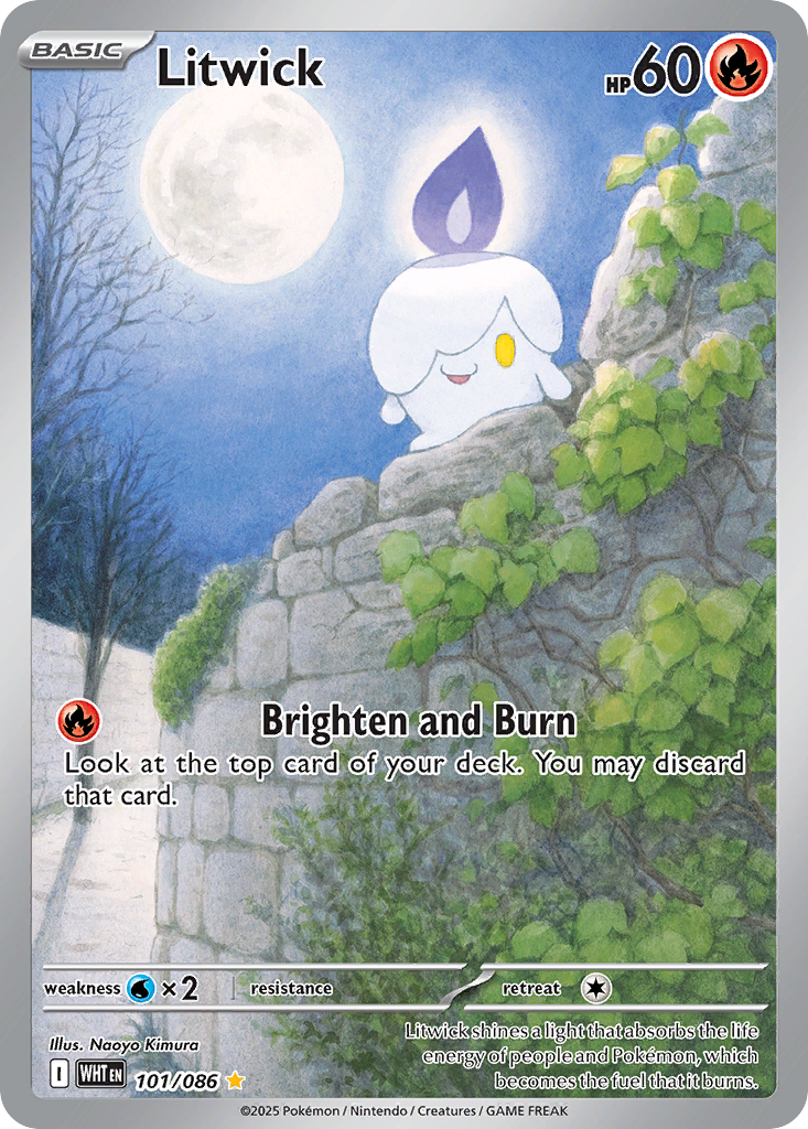 Litwick 101 White Flare Pokémon card