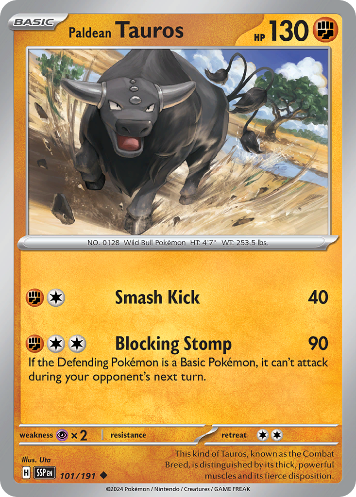 Paldean Tauros 101 Surging Sparks Pokémon card