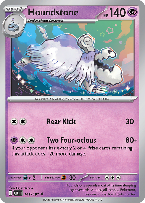 Houndstone 101 Obsidian Flames Pokémon card