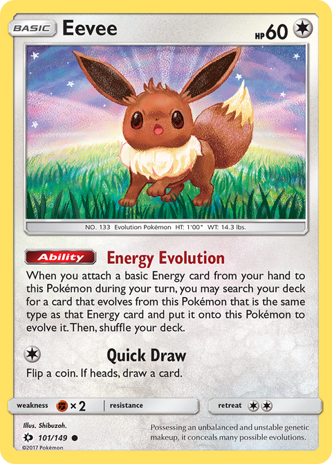 Eevee 101 Sun & Moon Pokémon card