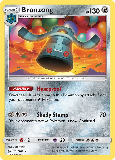 Bronzong 101 Team Up Pokémon card