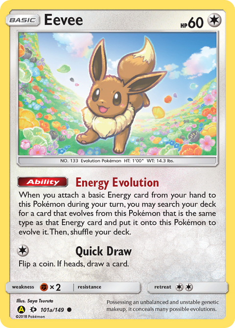 Eevee 101a Sun & Moon Pokémon card