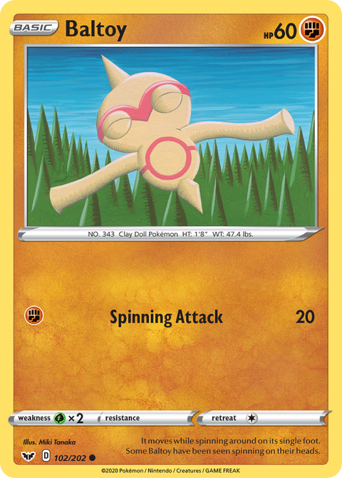 Baltoy 102 Sword & Shield Pokémon card