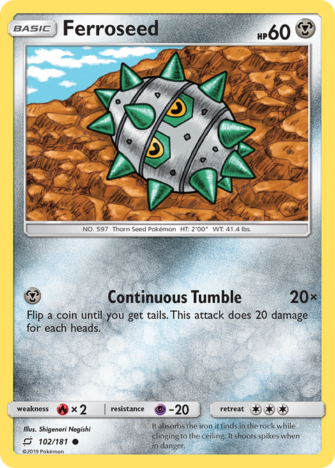 Ferroseed 102 Team Up Pokémon card