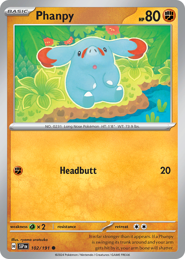 Phanpy 102 Surging Sparks Pokémon card