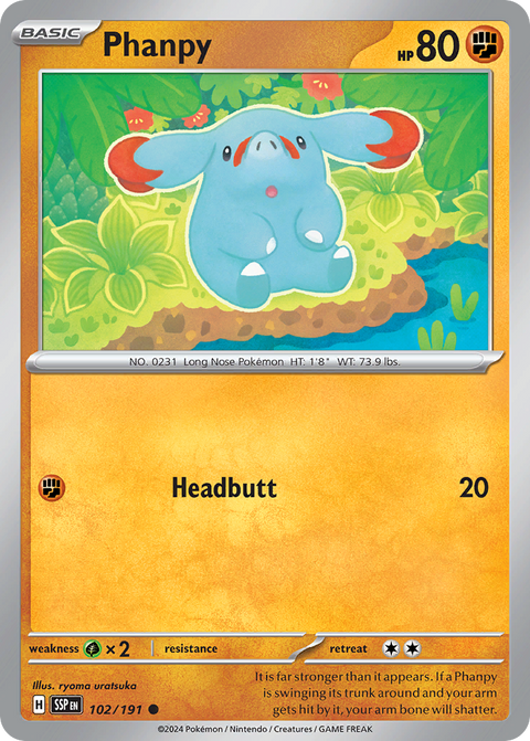 Phanpy 102 Surging Sparks Pokémon card