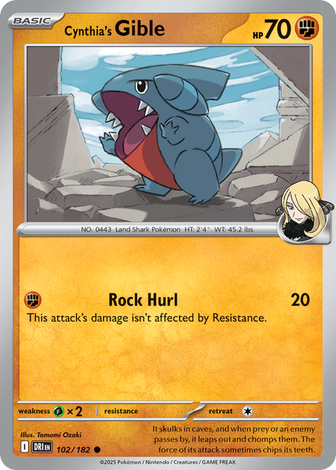 Cynthia's Gible 102 Destined Rivals Pokémon card