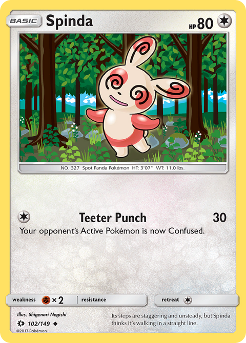 Spinda 102 Sun & Moon Pokémon card