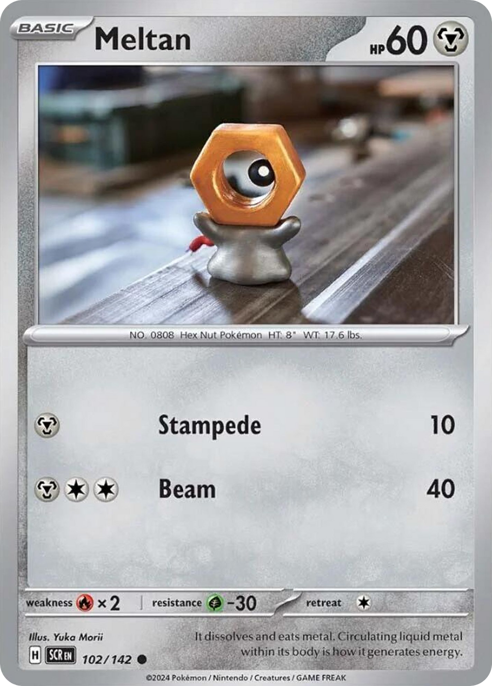 Meltan 102 Stellar Crown Pokémon card