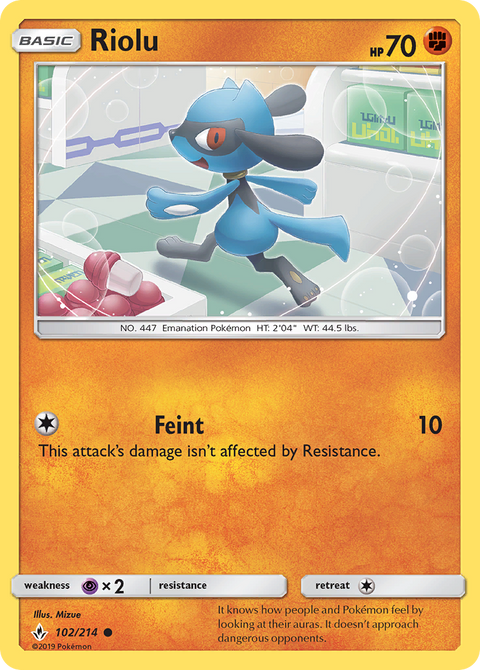 Riolu 102 Unbroken Bonds Pokémon card