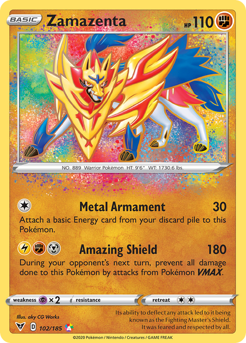 Zamazenta 102 Vivid Voltage Pokémon card