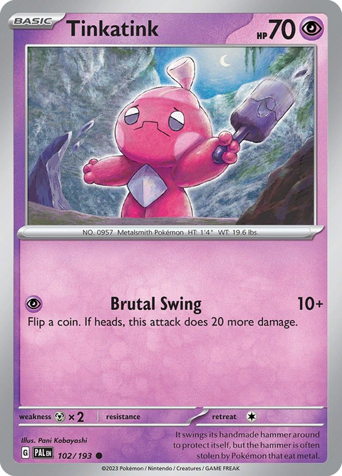Tinkatink 102 Paldea Evolved Pokémon card
