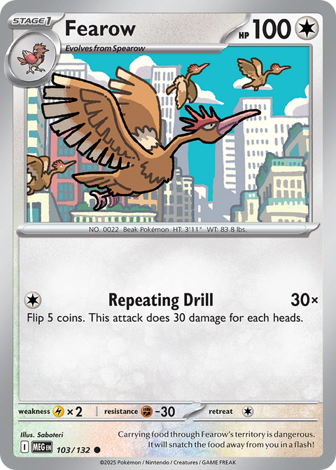 Fearow 103 Mega Evolution Pokémon card