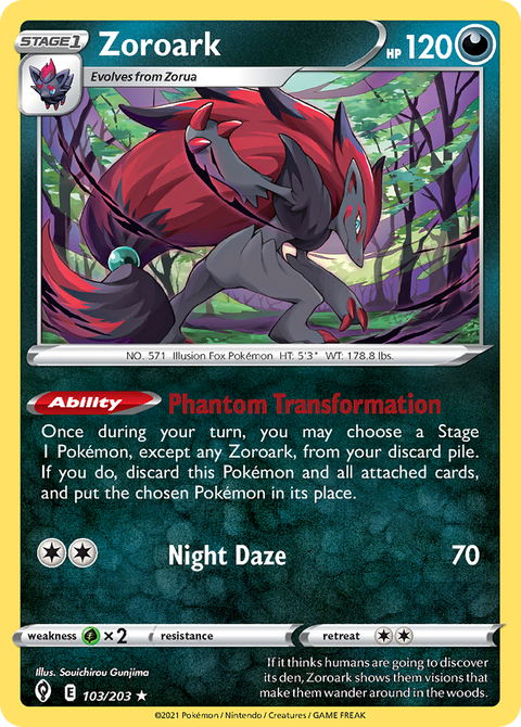 Zoroark 103 Evolving Skies Pokémon card