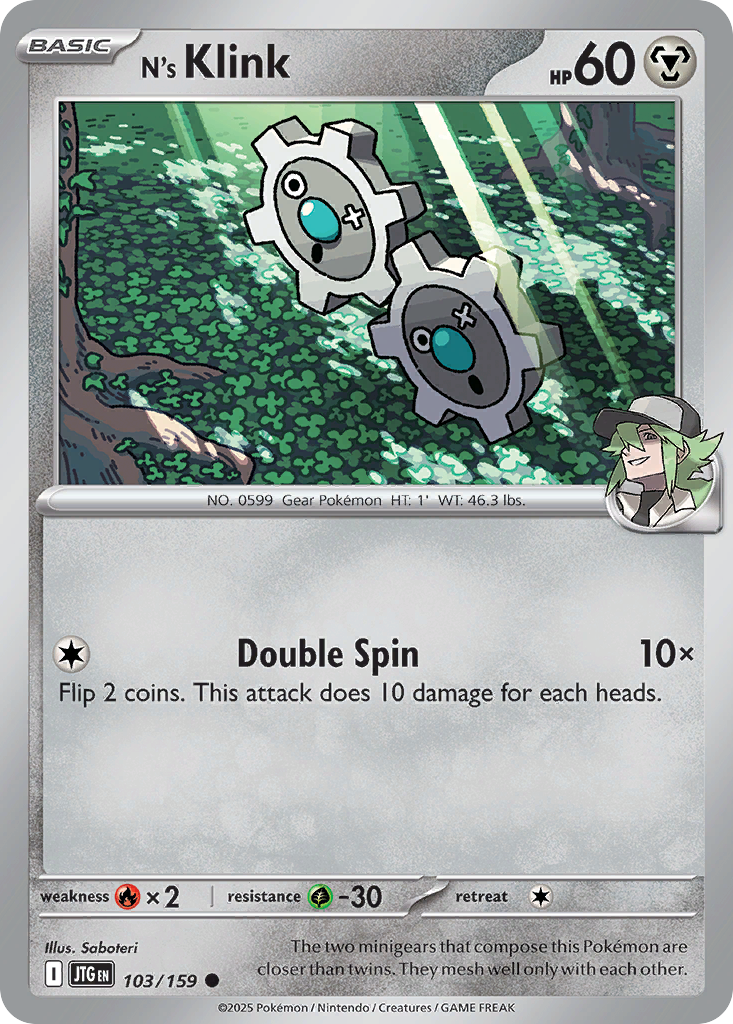 N's Klink 103 Journey Together Pokémon card