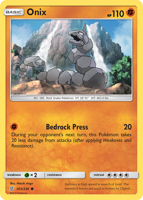 Onix 103 Unified Minds Pokémon card