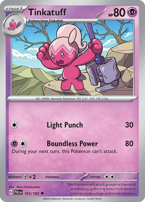 Tinkatuff 103 Paldea Evolved Pokémon card