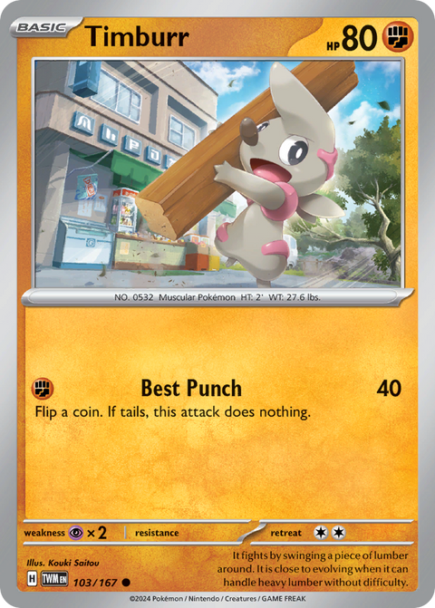 Timburr 103 Twilight Masquerade Pokémon card