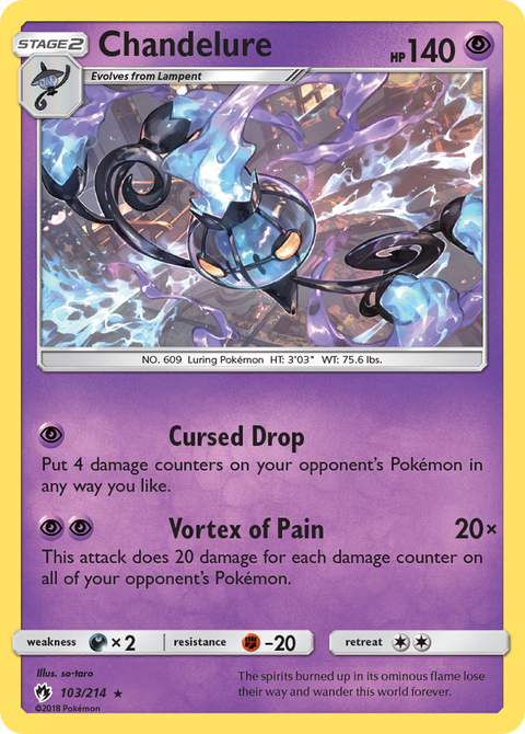 Chandelure 103 Lost Thunder Pokémon card