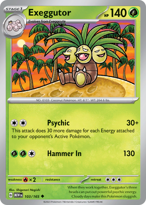 Exeggutor 103 151 Pokémon card