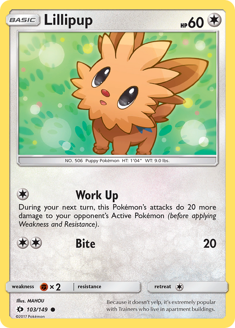 Lillipup 103 Sun & Moon Pokémon card