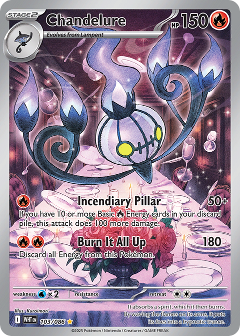 Chandelure 103 White Flare Pokémon card