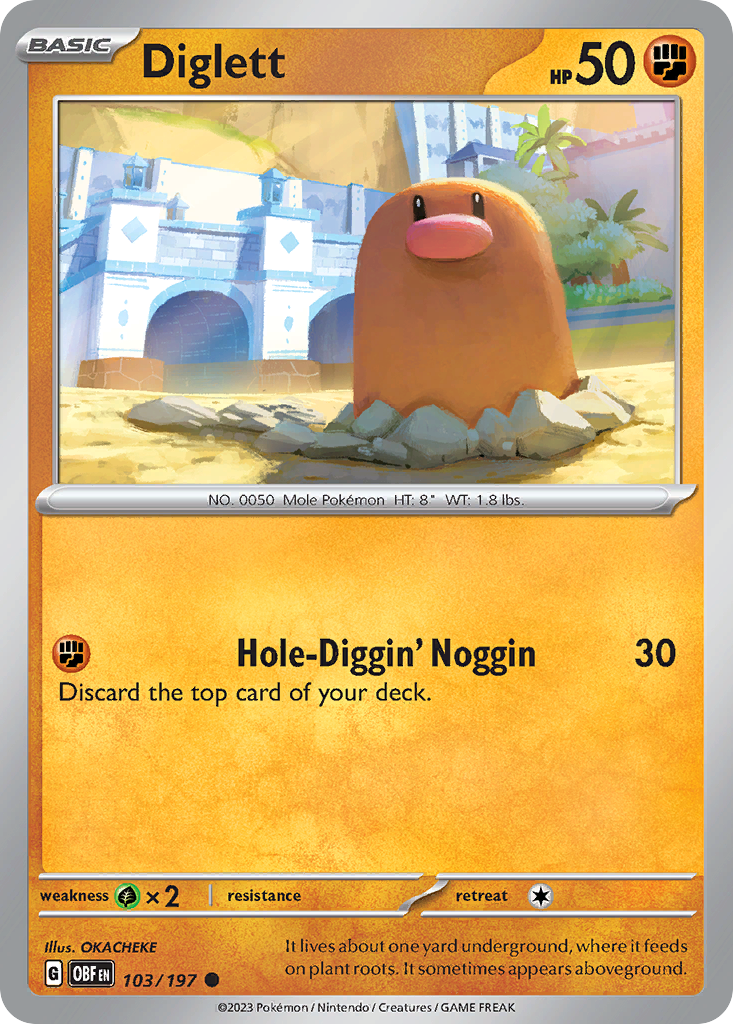 Diglett 103 Obsidian Flames Pokémon card