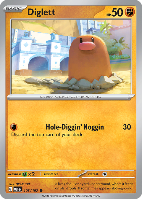 Diglett 103 Obsidian Flames Pokémon card