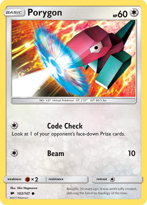 Porygon 103 Burning Shadows Pokémon card