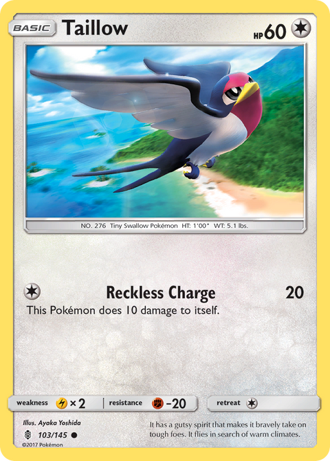 Taillow 103 Guardians Rising Pokémon card