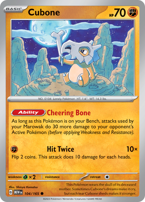 Cubone 104 151 Pokémon card
