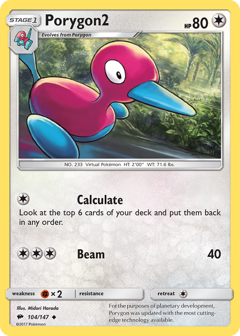 Porygon2 104 Burning Shadows Pokémon card