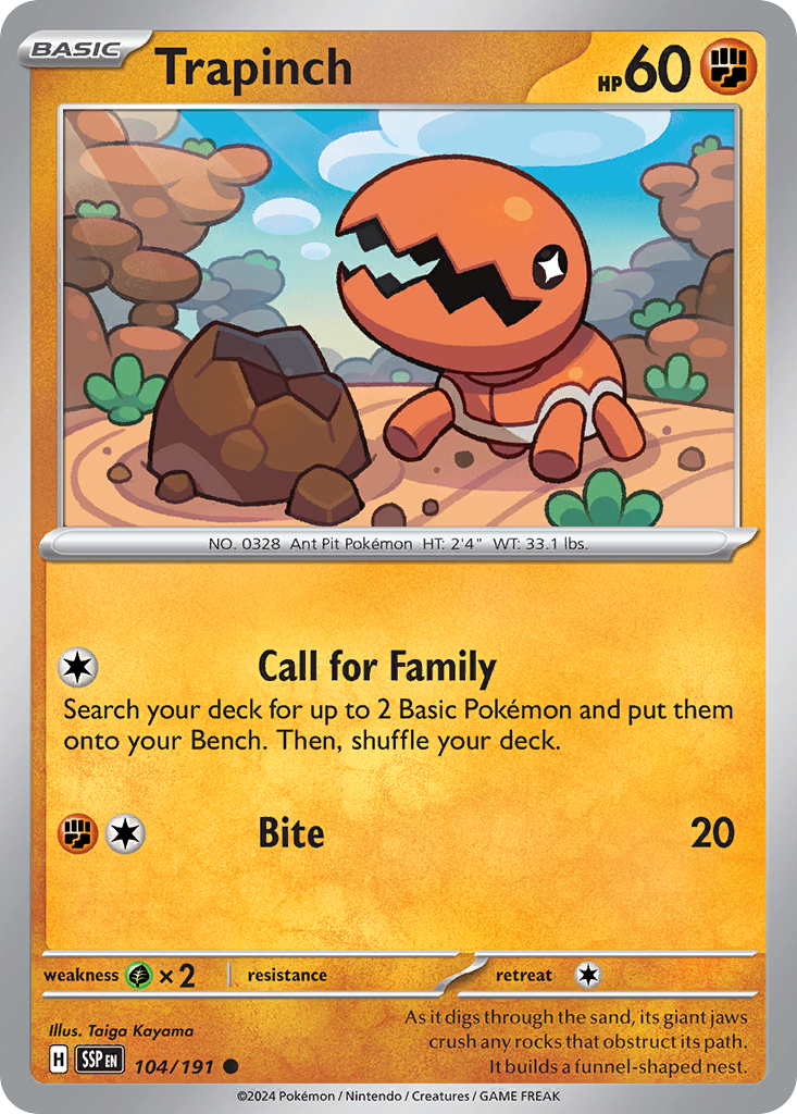 Trapinch 104 Surging Sparks Pokémon card