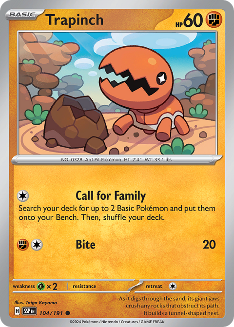 Trapinch 104 Surging Sparks Pokémon card