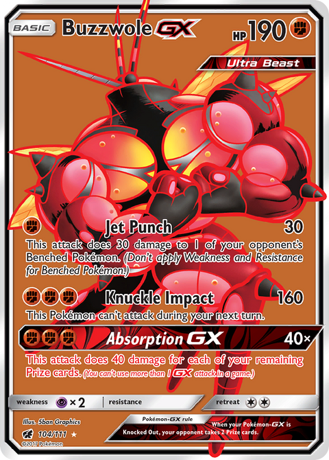 Buzzwole-GX 104 Crimson Invasion Pokémon card
