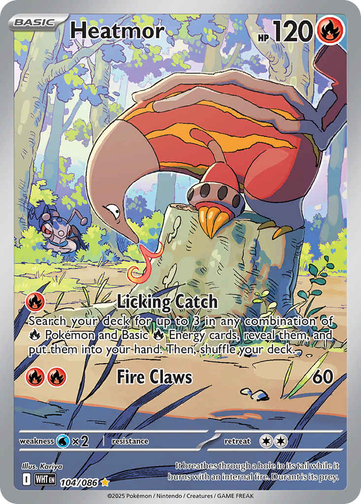Heatmor 104 White Flare Pokémon card