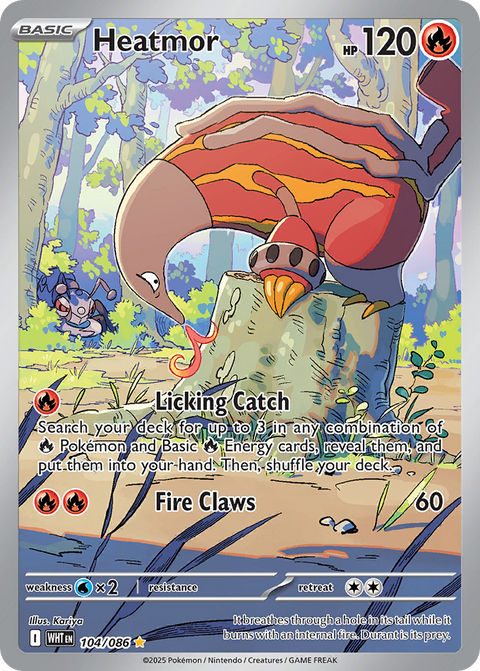 Heatmor 104 White Flare Pokémon card