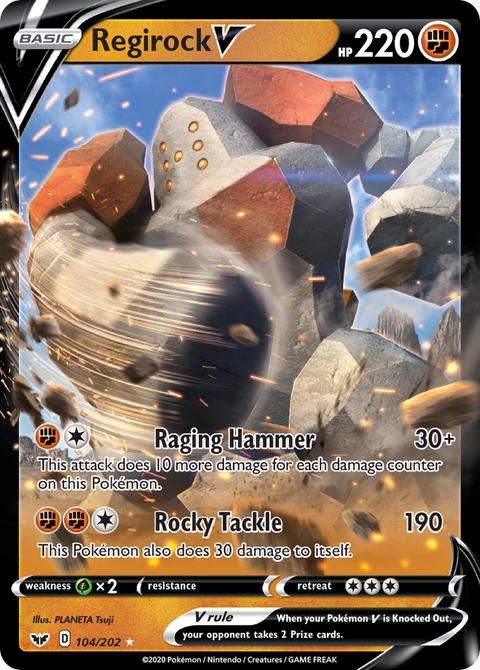 Regirock V 104 Sword & Shield Pokémon card