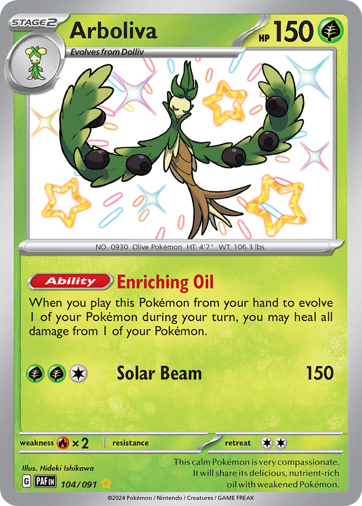 Arboliva 104 Paldean Fates Pokémon card