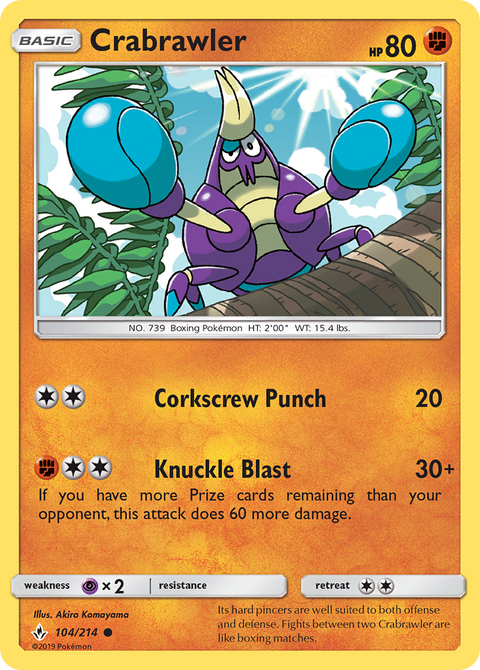 Crabrawler 104 Unbroken Bonds Pokémon card