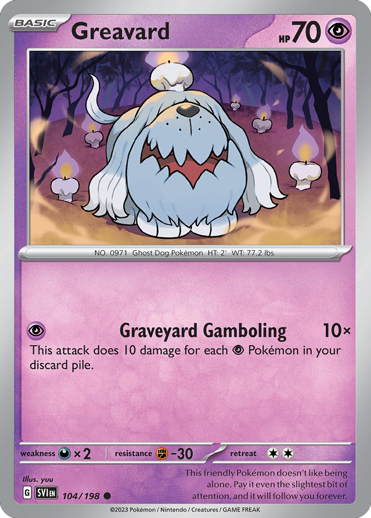 Greavard 104 Scarlet & Violet Pokémon card