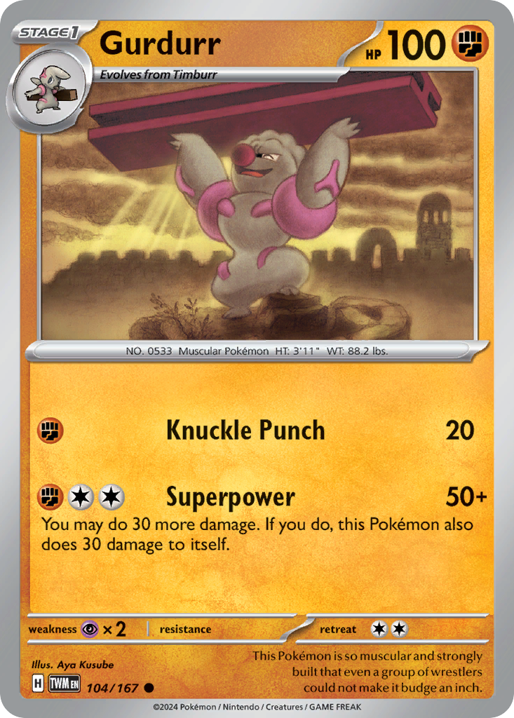 Gurdurr 104 Twilight Masquerade Pokémon card