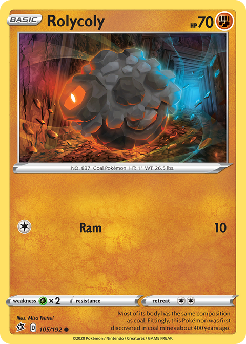 Rolycoly 105 Rebel Clash Pokémon card