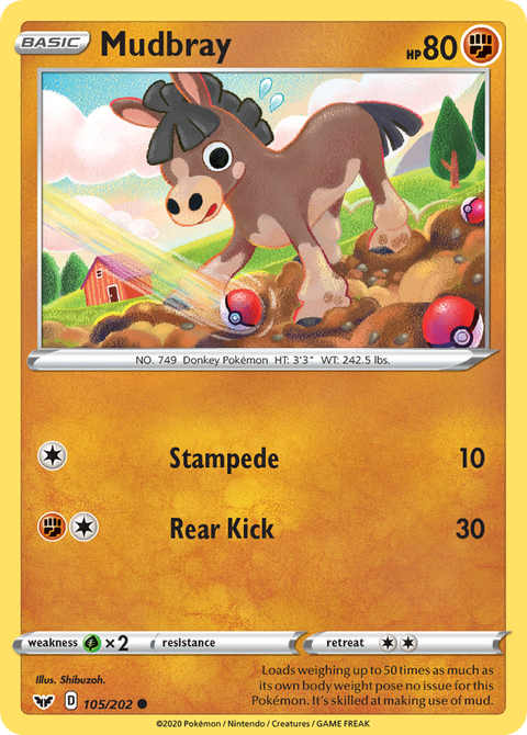 Mudbray 105 Sword & Shield Pokémon card